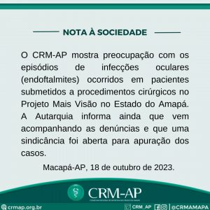 Nota publicada nas redes sociais do Conselho.